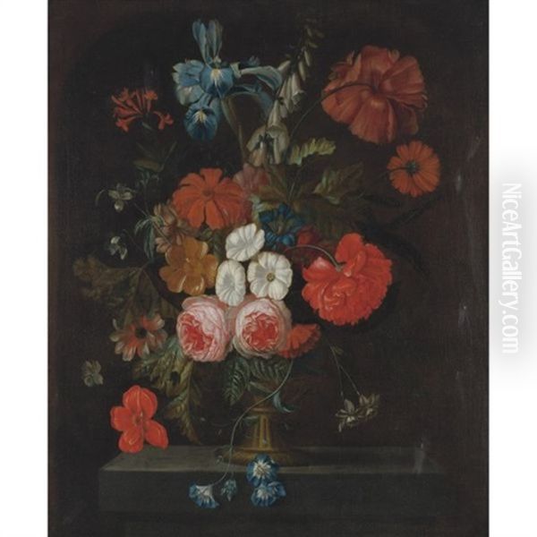 Still Life With Roses Oil Painting by Justus van Huysum the Elder
