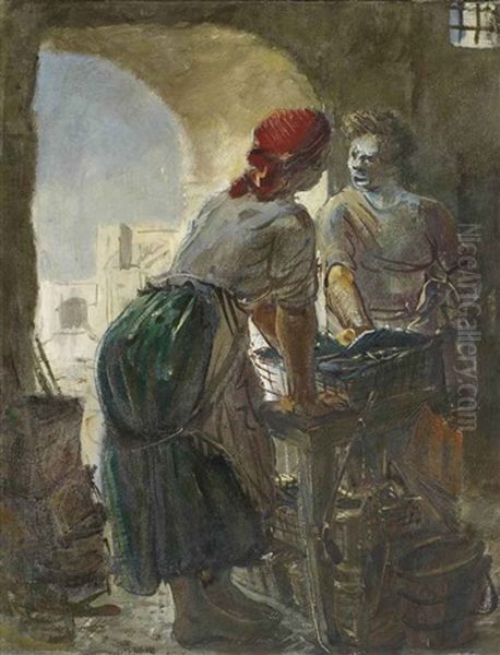 The Greengrocers Oil Painting by Alexander Evgenievich Iacovleff