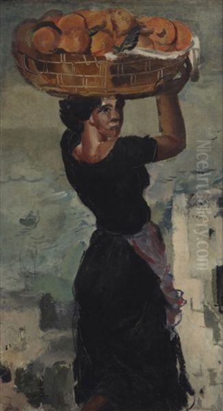 The Fruit Girl Of Capri Oil Painting by Alexander Evgenevich Iacovleff