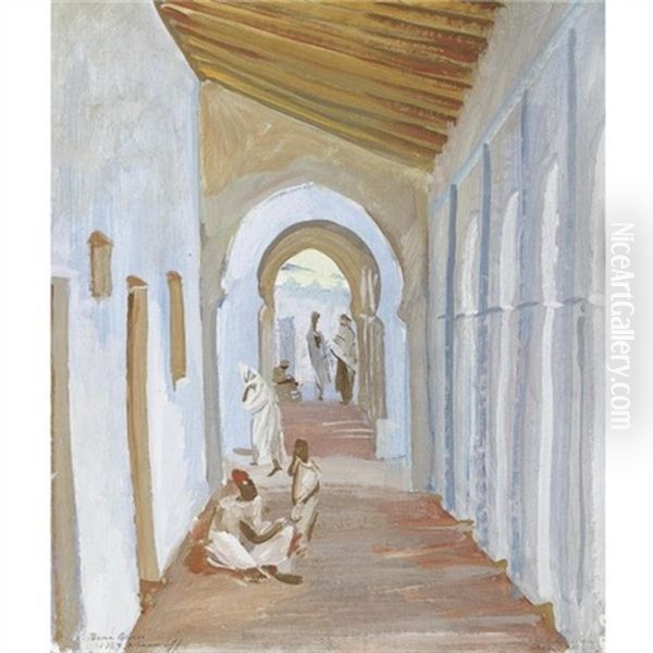 Figures In A Portico, Algeria Oil Painting by Alexander Evgenievich Iacovleff