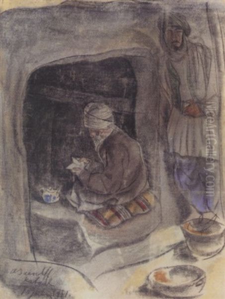 Seated Afghan, Kabul Oil Painting by Alexander Evgenievich Iacovleff
