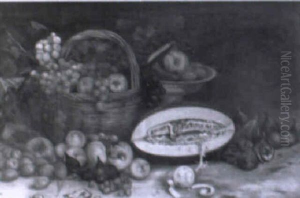 Bodegon De Frutas Oil Painting by Lino Casimiro Iborra