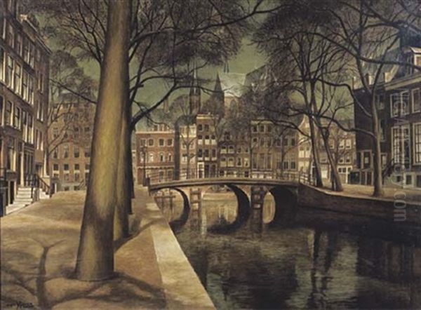 Leidsegracht Near Herengracht, Amsterdam Oil Painting by Gerrit Willem van Ijperen