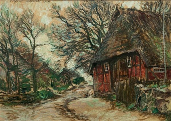 Village Street Oil Painting by Arthur Illies