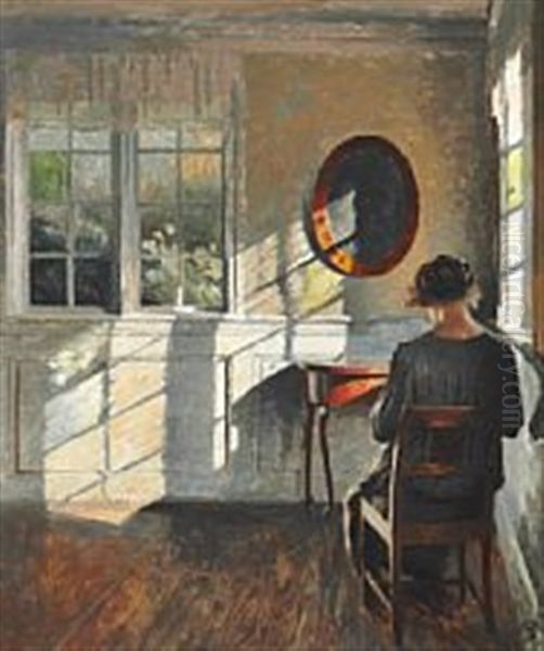 Sunshine In The Living Room Oil Painting by Peter Vilhelm Ilsted