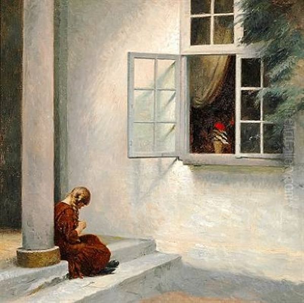 Lille Pige Ved Sojle - Liselund Oil Painting by Peter Vilhelm Ilsted
