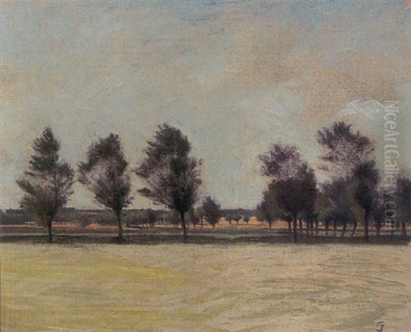 Parti Fra Falster, Landskab Med Hoje Traer Oil Painting by Peter Vilhelm Ilsted