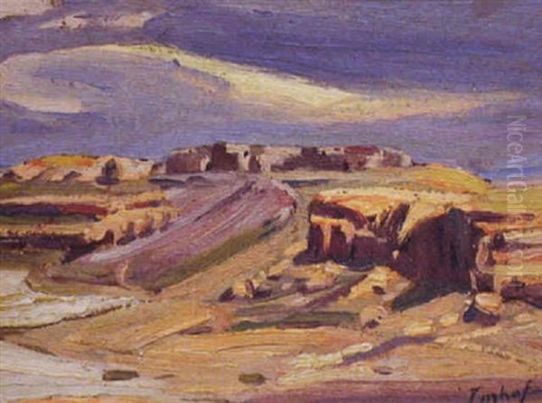 Mishongovi Pueblo, N. Arizona, 1932 Oil Painting by Joseph A. Imhof