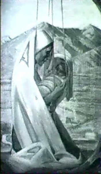 Mother With Baby In Cradle Oil Painting by Joseph A. Imhof