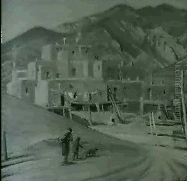 Pueblo Oil Painting by Joseph A. Imhof