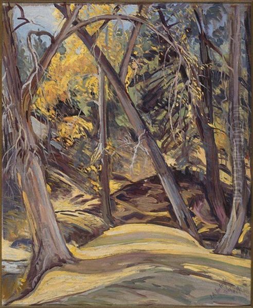 Trees In Forestscape Oil Painting by Joseph Imhoff