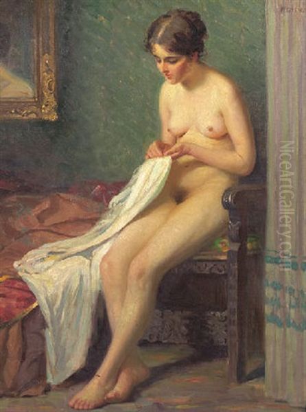 Seated Nude Oil Painting by Wilhelm Immenkamp