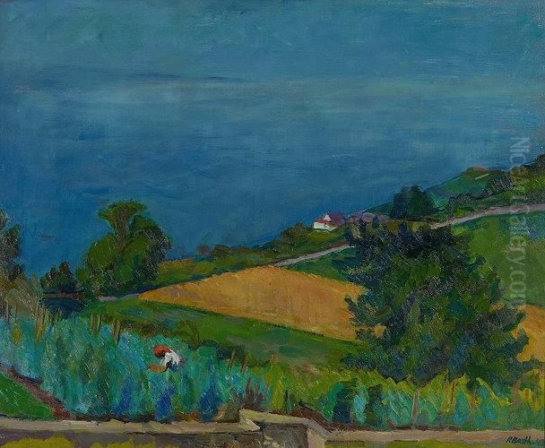 Blick Uber Rebberg Auf Den Genfersee Oil Painting by Paul Basilius Barth