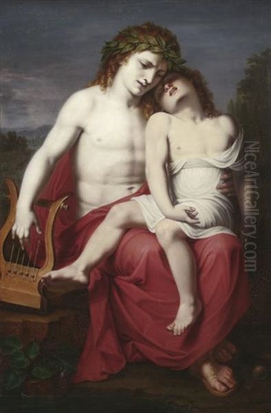Orpheus Mit Einem Schlafenden Knaben Oil Painting by Jean-Auguste-Dominique Ingres
