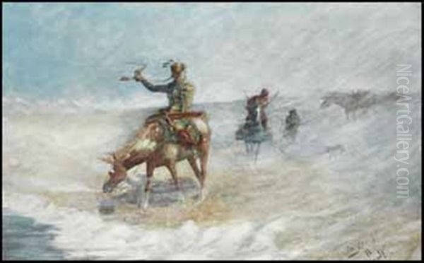 Braving The Blizzard Oil Painting by John Innes