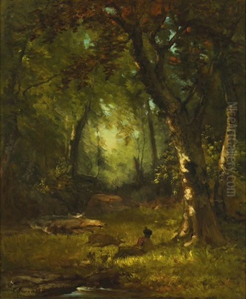 Landscape With Huntsman Oil Painting by George Inness