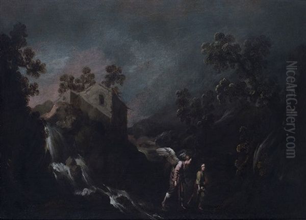 Tobias Y El Angel Oil Painting by Ignacio de Iriarte