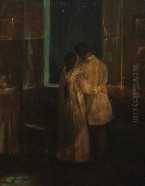 On Honeymoon Oil Painting by Valdemar Henrik Nicolaj Irminger