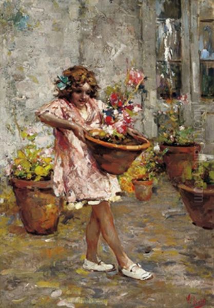 Ein Schwerer Blumentopf Oil Painting by Vincenzo Irolli