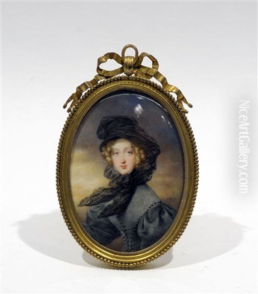 Portrait De Sa Majeste Louise, Reine Des Belges Oil Painting by Jean-Baptiste Isabey