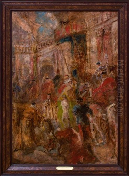 Audience Royale Oil Painting by Louis-Gabriel-Eugene Isabey