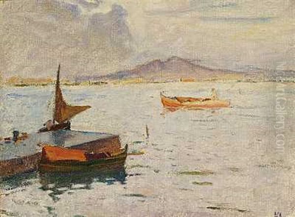 Italiensk Havnebillede. Napolibugten Oil Painting by Karl Isakson