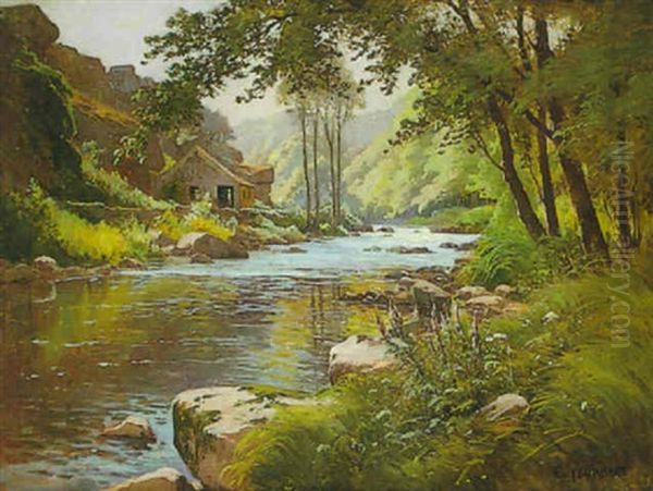 Une Riviere En Franche-comte Oil Painting by Marie-Victor-Emile Isenbart