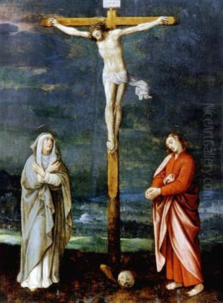 Christus Am Kreuz Mit Johannes Und Maria Oil Painting by Adriaen Isenbrant