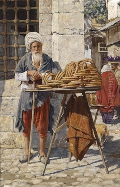 Orientalische Strassenverkaufer Oil Painting by Daniel Israel