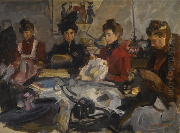 The Milliners' Workshop Oil Painting by Isaac Israels