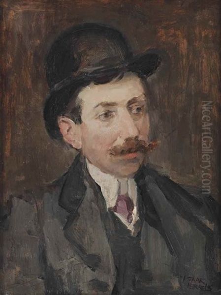 Portrait Of Mr. Hecht With A Bowler Hat Oil Painting by Isaac Israels