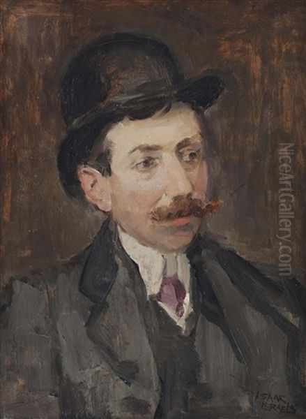Portrait Of Mr. Hecht With A Bowler Hat Oil Painting by Isaac Israels