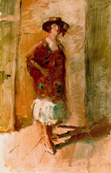 Stage Actress In A Hat Oil Painting by Isaac Israels