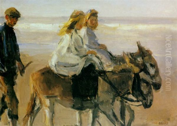 Doney Riding On Scheveningen Beach Oil Painting by Isaac Israels