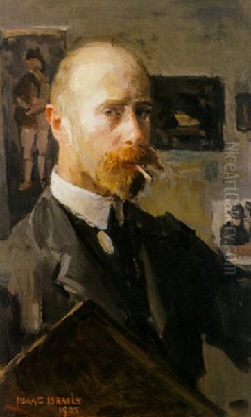 A Self Portrait With Palette Oil Painting by Isaac Israels