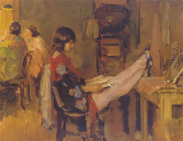 In The Dressing Room Of The Scala, The Hague Oil Painting by Isaac Israels