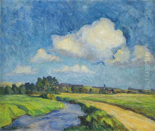 Landscape In Spring Oil Painting by Bela Ivanyi Gruenwald