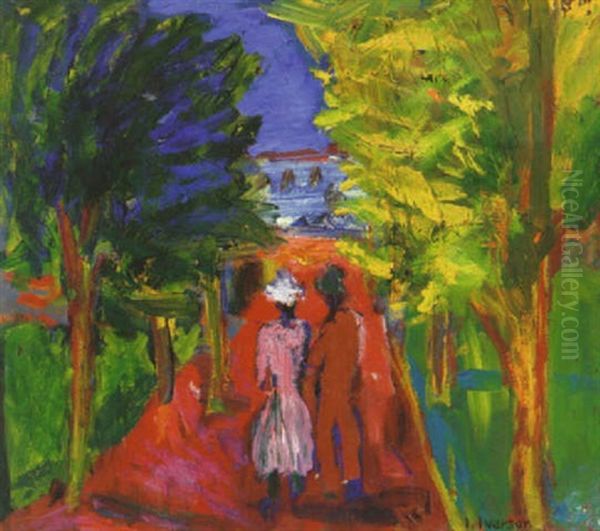 Den Roda Vagen Oil Painting by Ivan Ivarson
