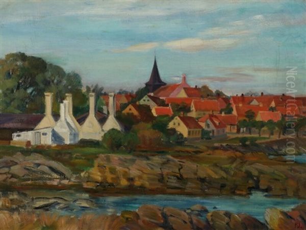 Landscape With View Over Svaneke Oil Painting by Kraesten Iversen