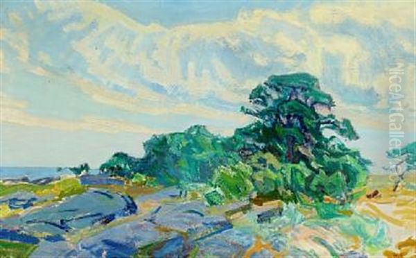 Landskab. Svaneke Oil Painting by Kraesten Iversen