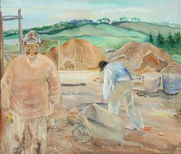 Working Masons Oil Painting by Kraesten Iversen