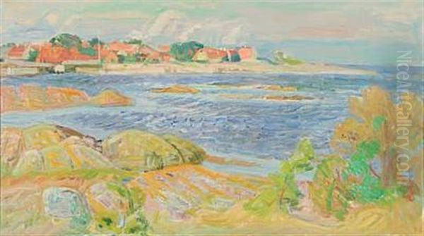 Coastal Landscape In Svaneke Oil Painting by Kraesten Iversen