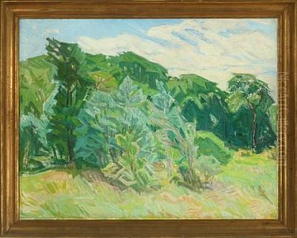Traegruppe Set Mod Solen, Svaneke Oil Painting by Kraesten Iversen