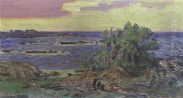 Aften Ved Havet Svaneke Oil Painting by Kraesten Iversen