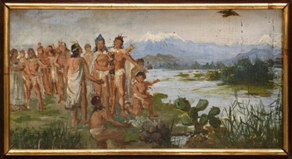 Fundacion De Tenochtitlan Oil Painting by Leandro Izaguirre