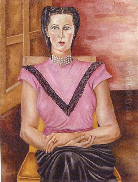 Dama Con Perlas Oil Painting by Maria Izquierdo