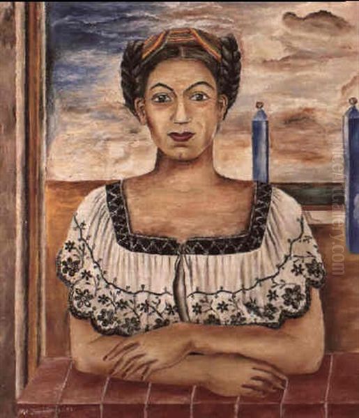 Retrato De Amparo, La Hija De La Artista Oil Painting by Maria Izquierdo
