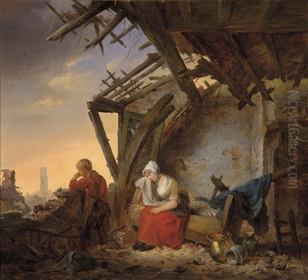 La Cannonade D'anvers Oil Painting by Jacob Jacobs
