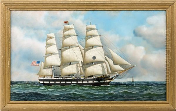 The Black Ball Line Packet Ship Fidelis Oil Painting by Antonio Jacobsen