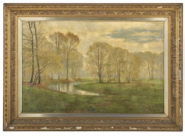 The Meandering Stream Oil Painting by August Jacobsen